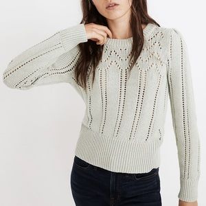 Madewell Pointelle Puff-Sleeve Sweater
Size XS
Color mint green